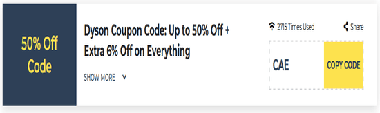Dyson Show Coupon