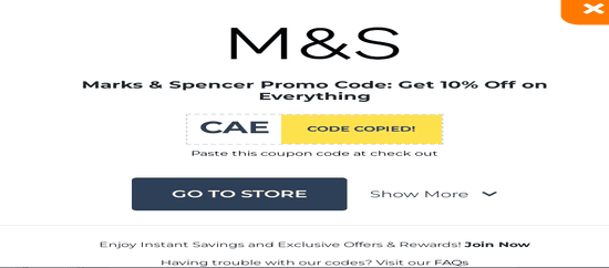 Marks & Spencer Copy Code